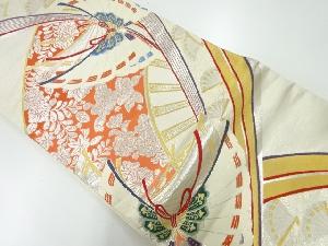 リサイクル 蝶に草花模様織出し袋帯